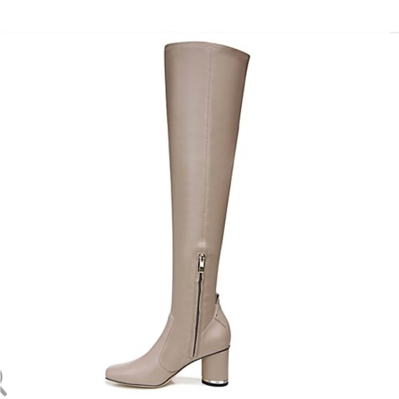 Like new, with box Franco Sarto taupe leather over the knee boots. Size 6M. - Picture 2 of 7
